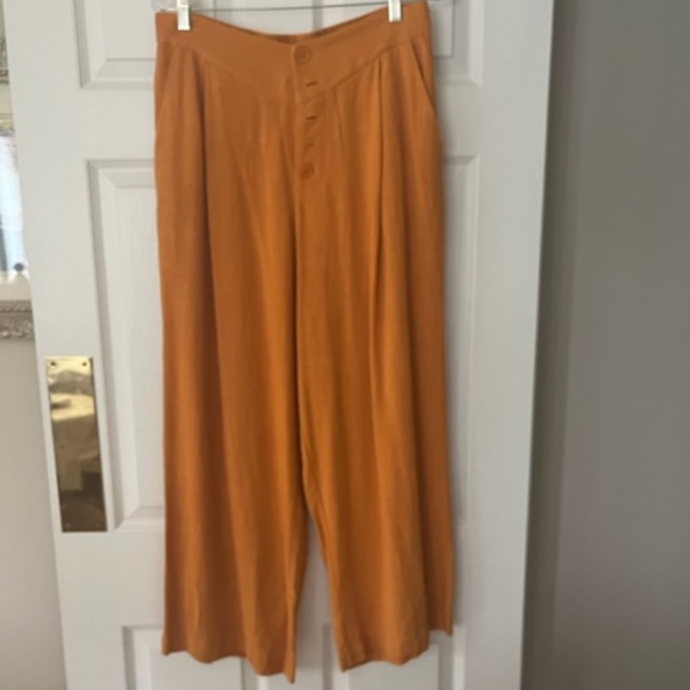 GENTLE FAWN High Waisted Rise PUMPKIN  Linen Cotton Pants Summer Ankle Cropped